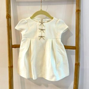 Janie & Jack Dress With Bloomers set White Suede velvet bows